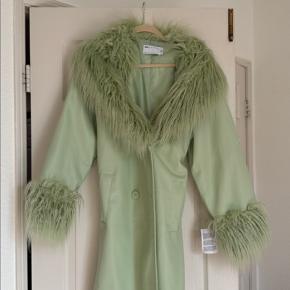 Faux Leather Fur Feather Trim Coat | ASOS - Picture 5 of 5